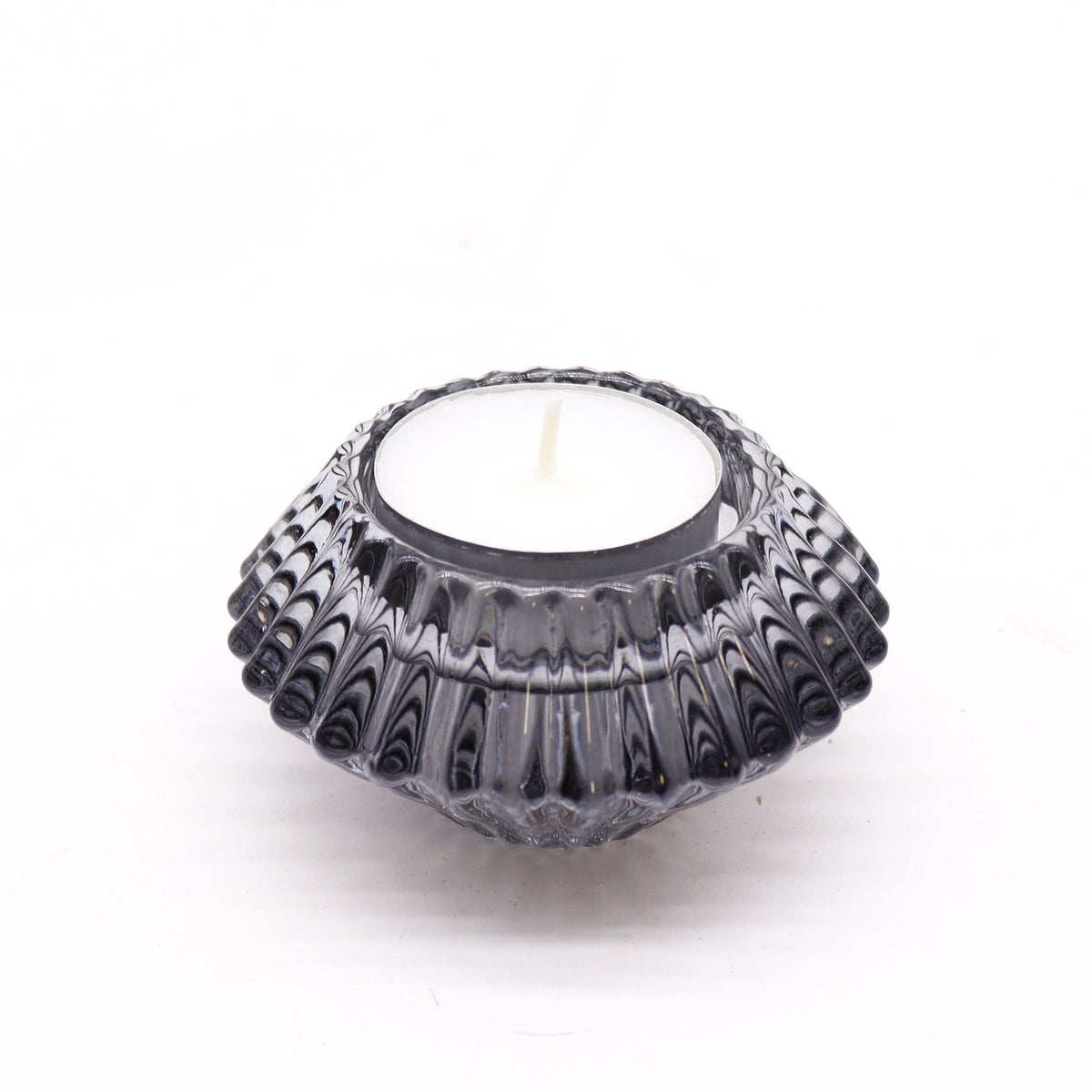 Set of 2 Flower Flip Dinner Candle / Tealight Holder - Midnight Grey