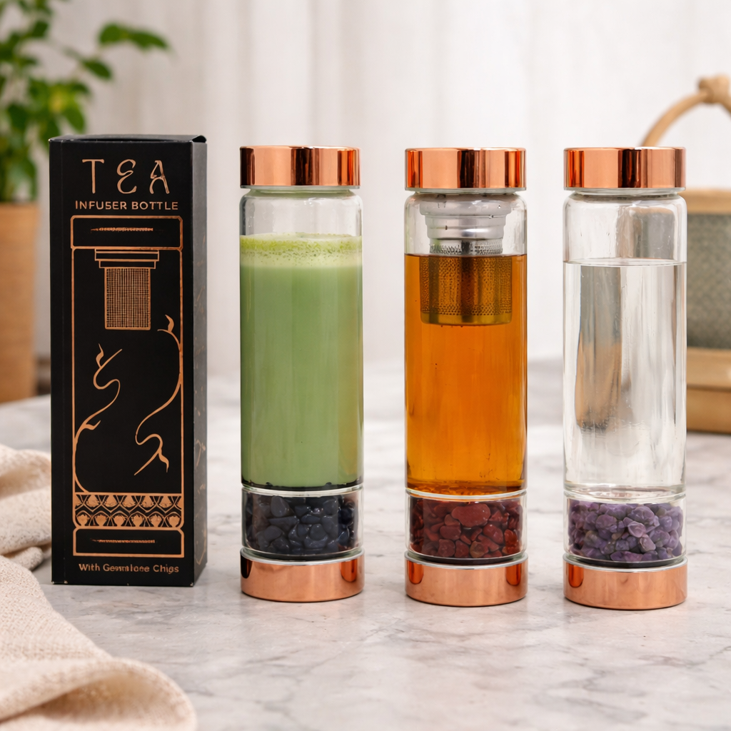 Glass Tea Infuser Bottle | Red Jasper