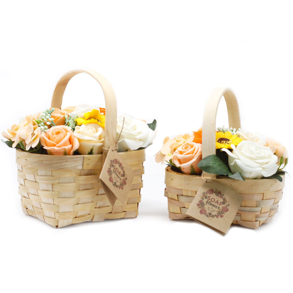 Bouquet in Wicker Basket L | Pink
